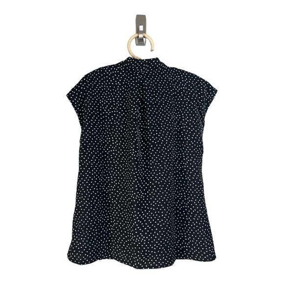 Boxy Black White Polka Dot Blouse Stand Up Collar by Lush‎ Womens Small NWOT - Picture 12 of 15